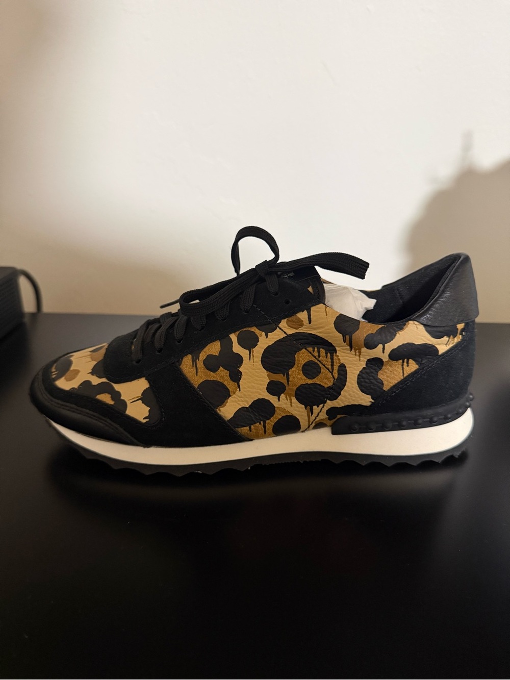 Coach Black and Gold Leopard Print Women's Runner Sneaker - Size 8